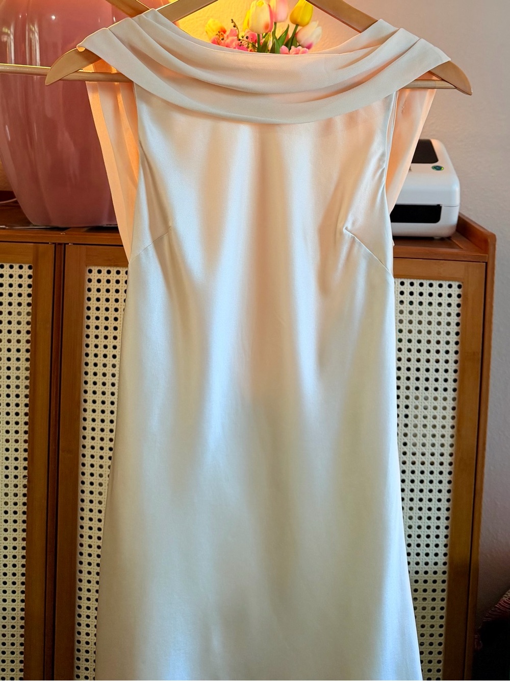 Reformation Jonelle Silk Dress In Almond, NWOT, NEVER WORN, NO FLAWS. - Picture 10 of 12
